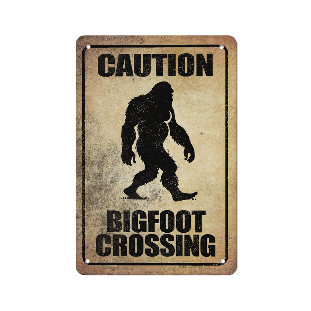Bigfoot crossing metal sign